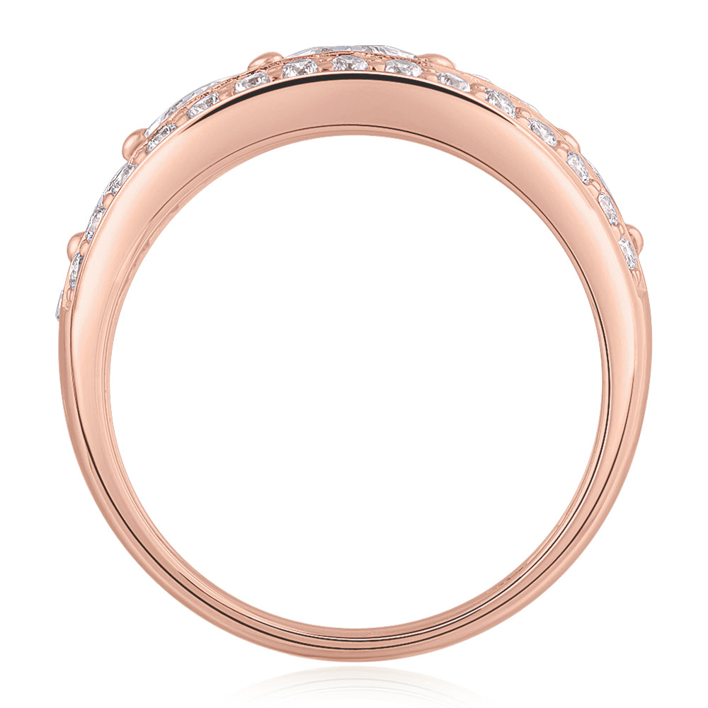 Princess Cut and Round Brilliant Dress ring with 1.71 carats* of diamond simulants in 10 carat rose gold