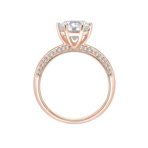 Round Brilliant shouldered engagement ring with 2.24 carats* of diamond simulants in 14 carat rose gold