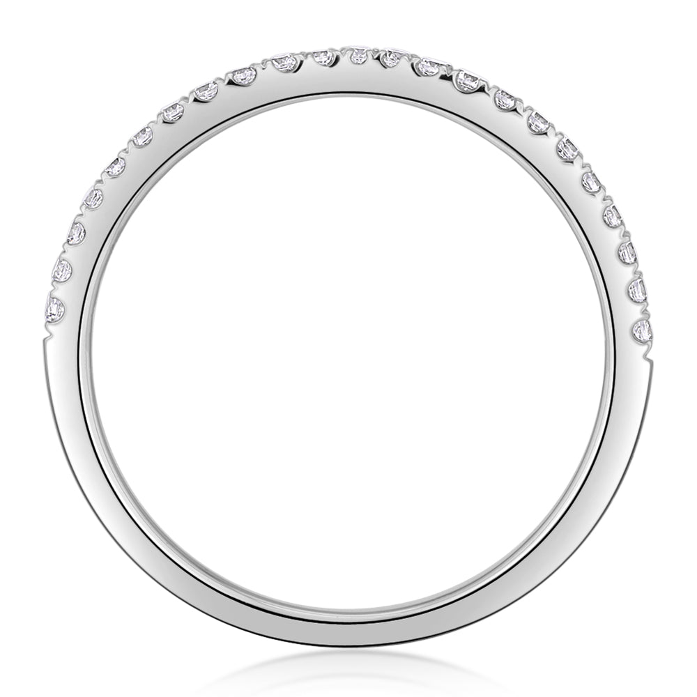 Round Brilliant curved wedding or eternity band in 14 carat white gold