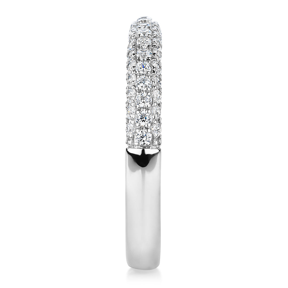 Wedding or eternity band with 0.43 carats* of diamond simulants in 10 carat white gold
