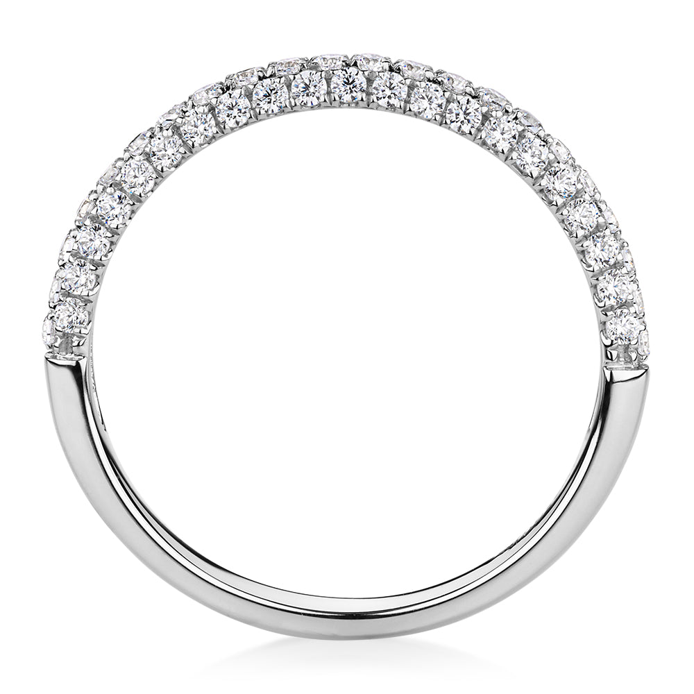 Wedding or eternity band with 0.43 carats* of diamond simulants in 10 carat white gold