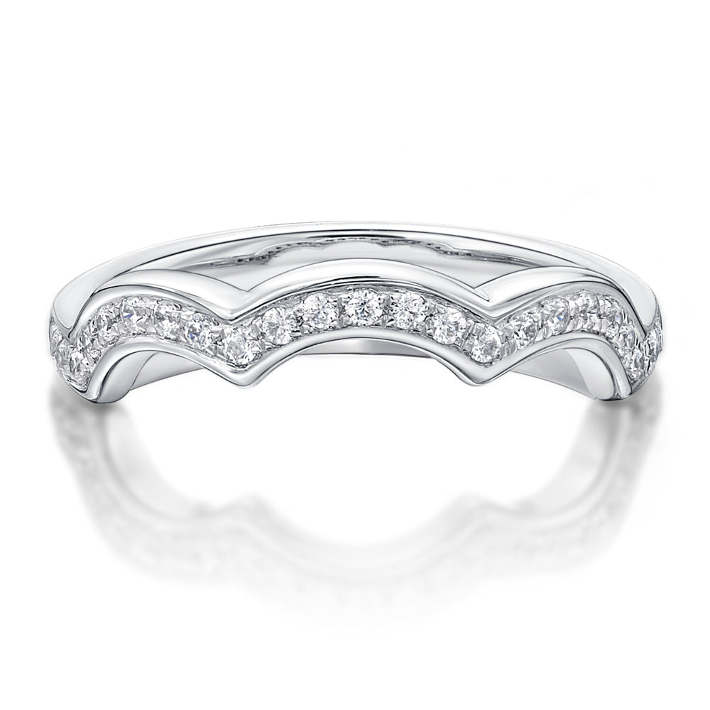 Round Brilliant Cut Trilogy Wedding Band in White Gold