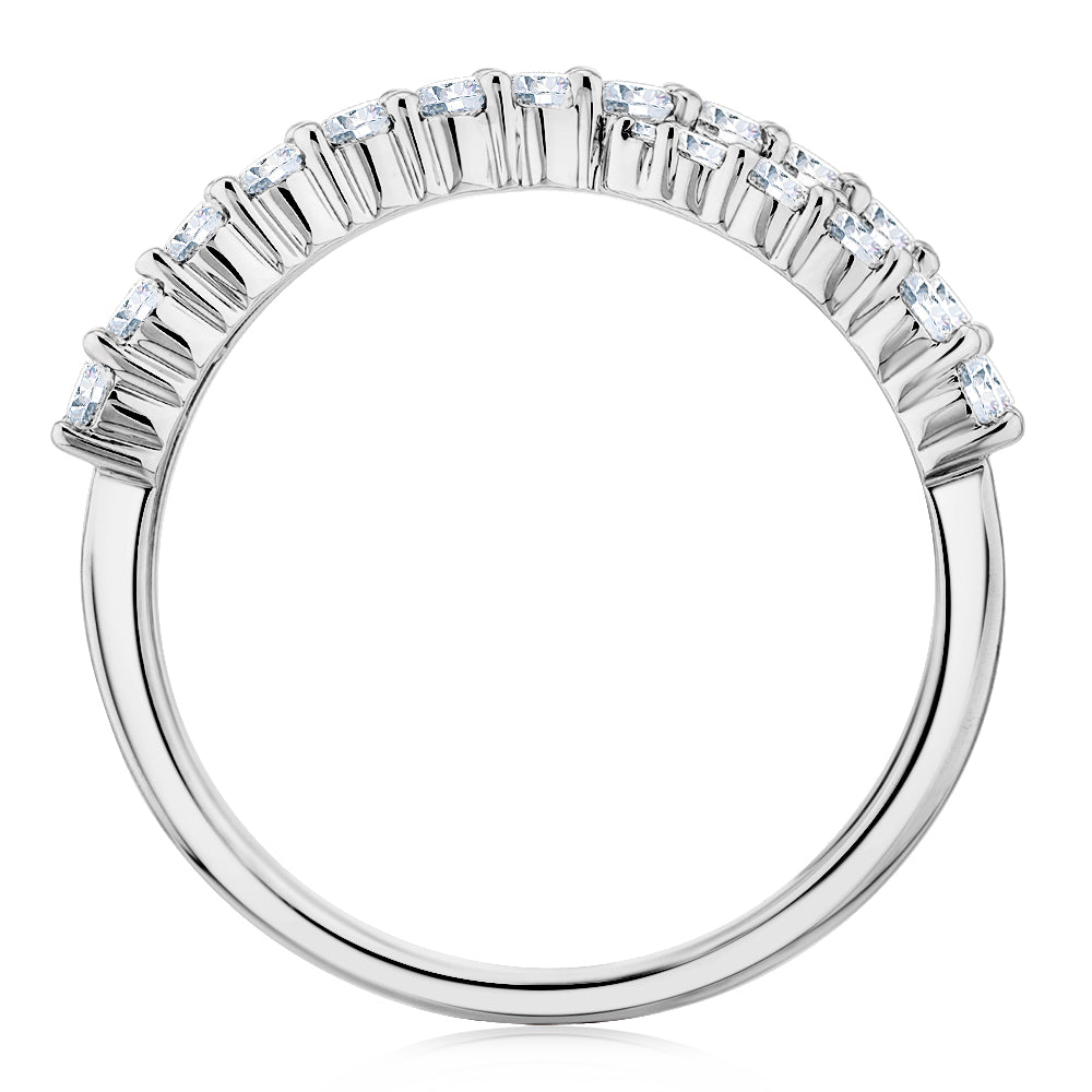 Dress ring with 0.67 carats* of diamond simulants in 10 carat white gold