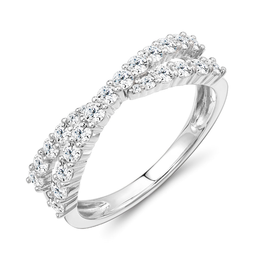 Dress ring with 0.67 carats* of diamond simulants in 10 carat white gold