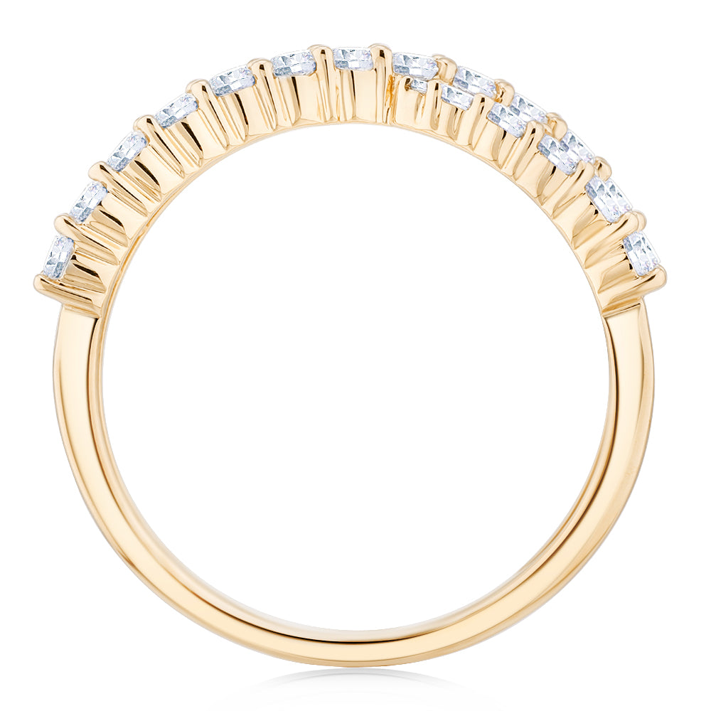 Dress ring with 0.67 carats* of diamond simulants in 10 carat yellow gold