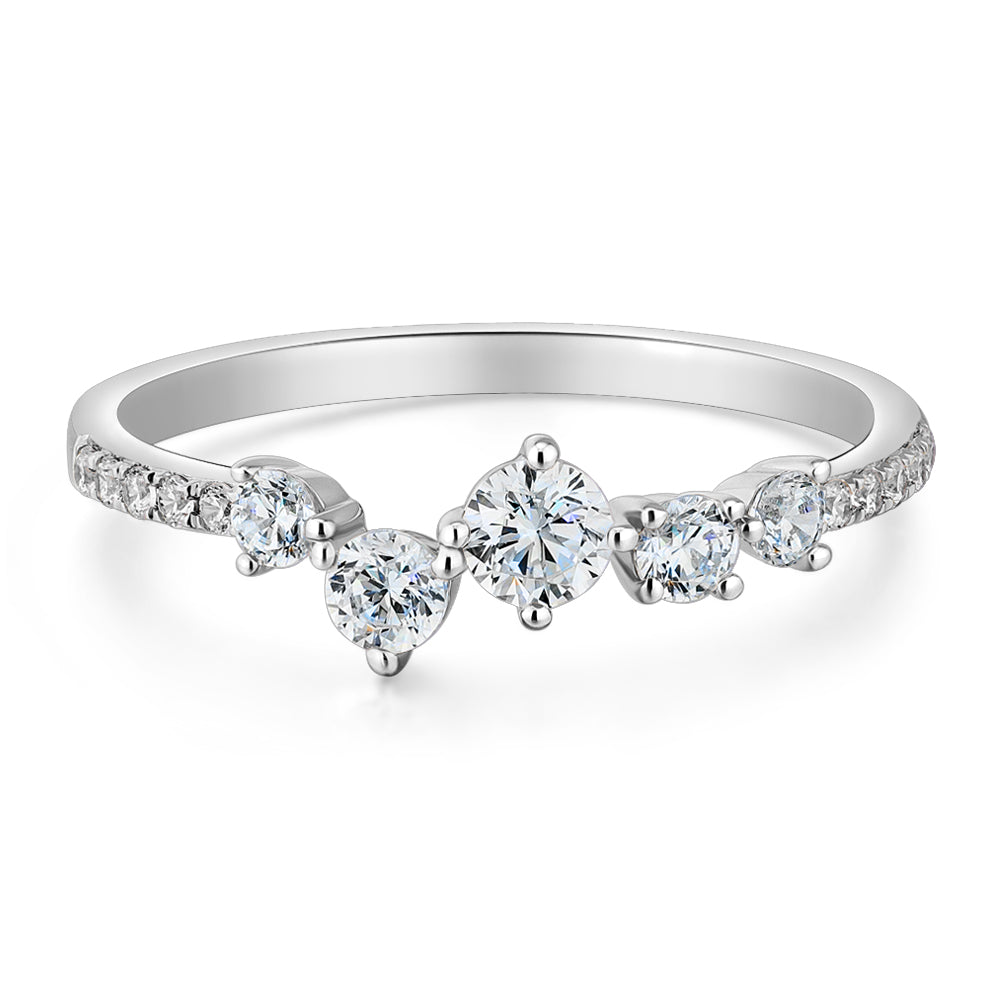 Dress ring with 0.46 carats* of diamond simulants in 10 carat white gold