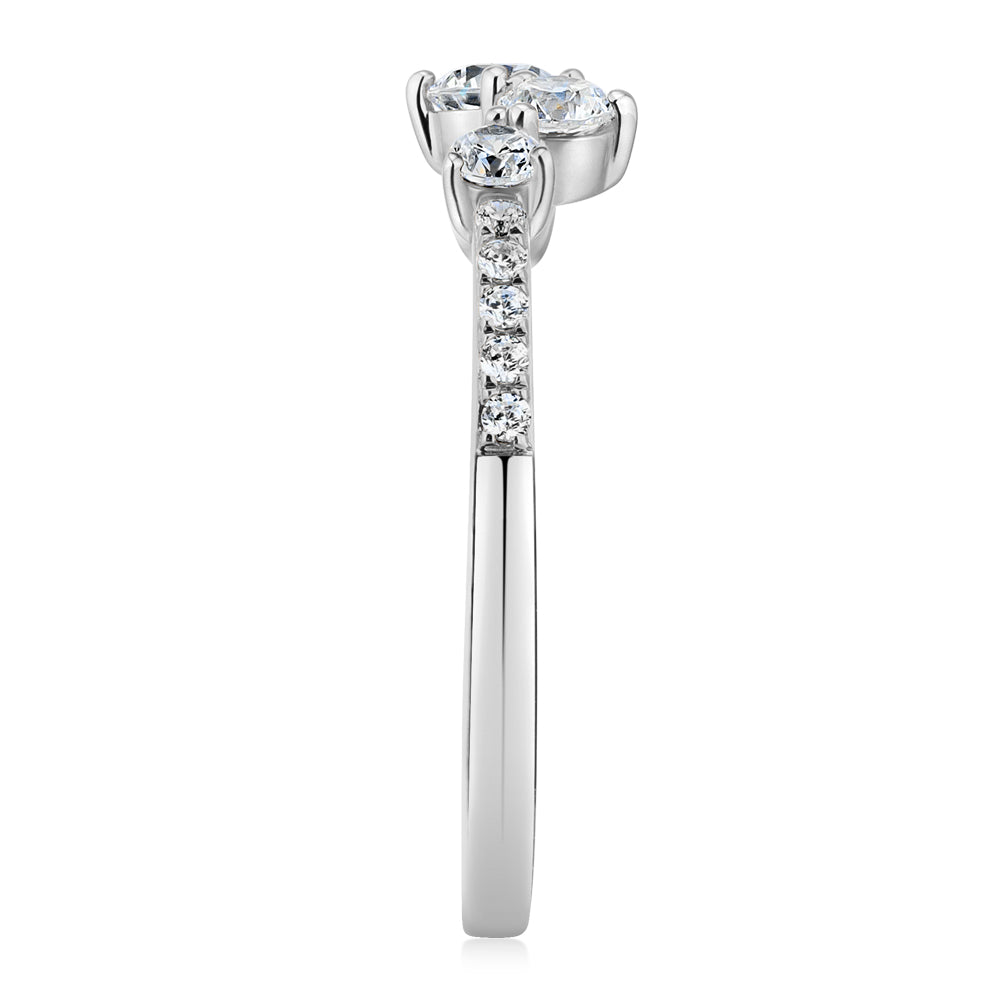 Dress ring with 0.46 carats* of diamond simulants in 10 carat white gold