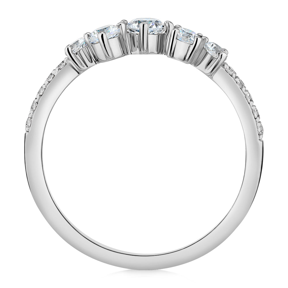 Dress ring with 0.46 carats* of diamond simulants in 10 carat white gold