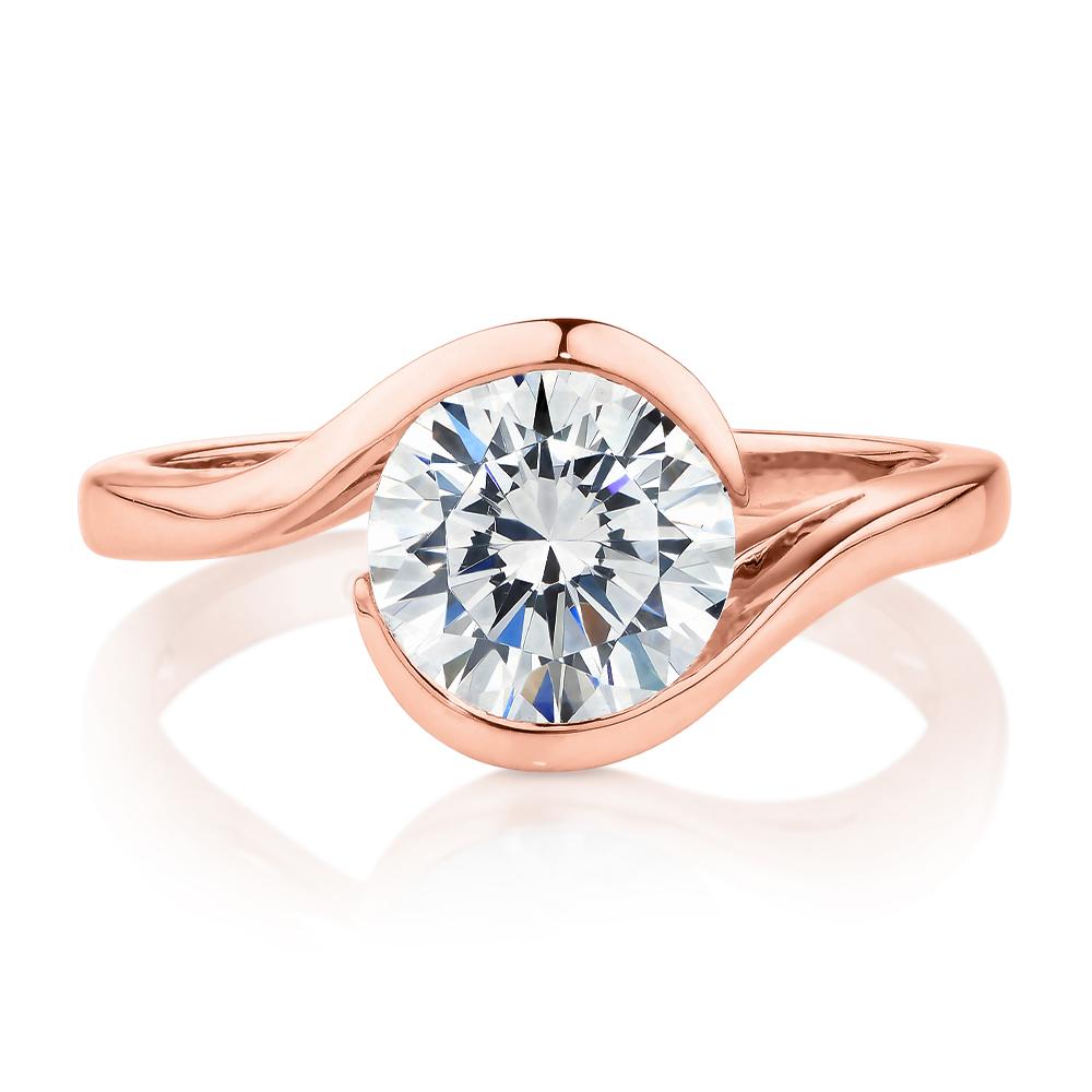 Round Brilliant solitaire engagement ring with 2.04 carat* diamond simulant in 14 carat rose gold