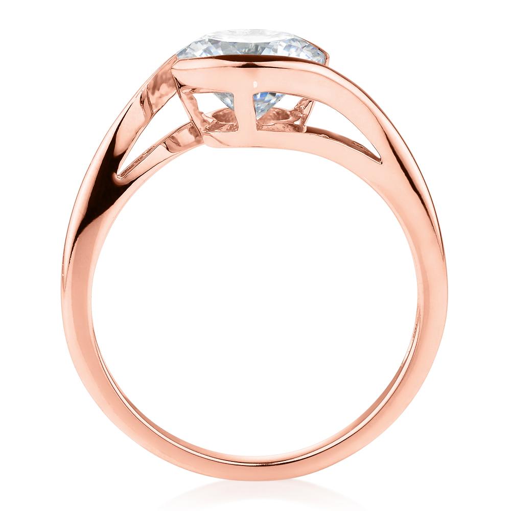 Round Brilliant solitaire engagement ring with 2.04 carat* diamond simulant in 14 carat rose gold