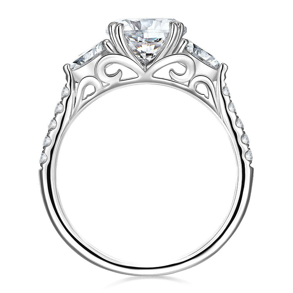 Oval and Pear shouldered engagement ring with 2.51 carats* of diamond simulants in 14 carat white gold