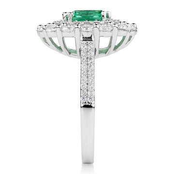 Dress ring with ocean green simulant and 1.76 carats* of diamond simulants in sterling silver secondary view