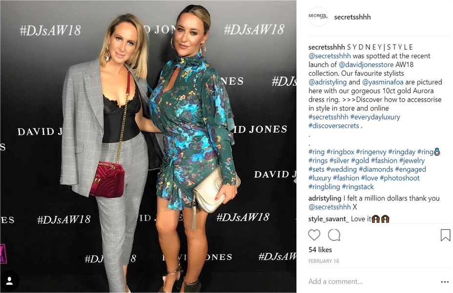 Adristyling and Yasmin Foa wearing Secrets Shhh at the David Jones AW18 collection launch
