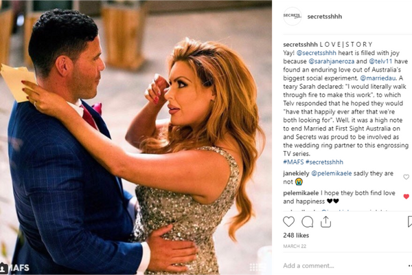 Secrets Shhh featured on Married At First Sight - Sarah and Telv