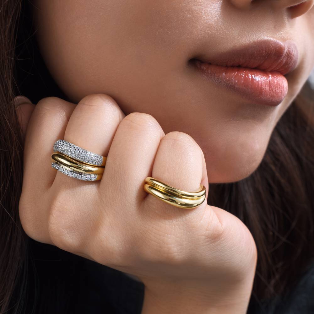 DUO Dress ring with 0.53 carats* of Signature Simulants in 18 carat yellow gold vermeil