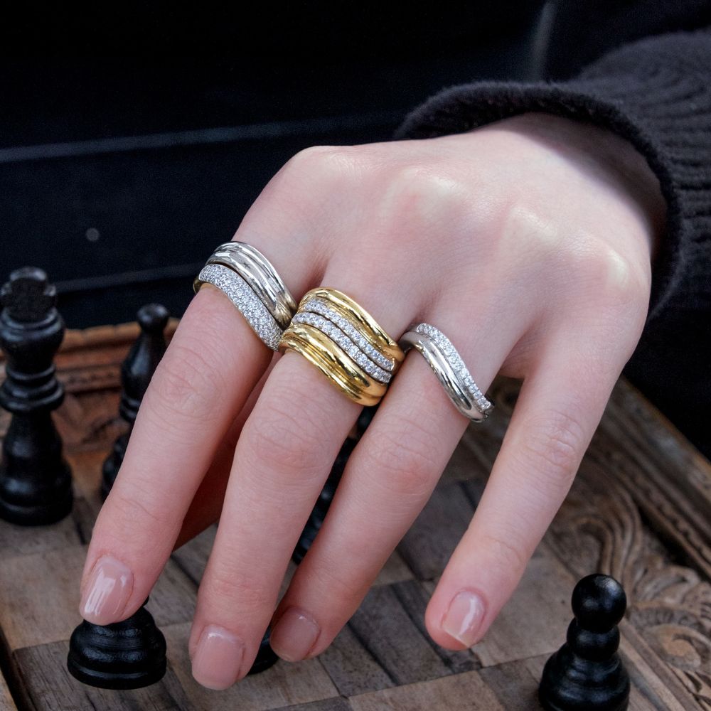 DUO Dress ring with 0.21 carats* of Signature Simulants in sterling silver