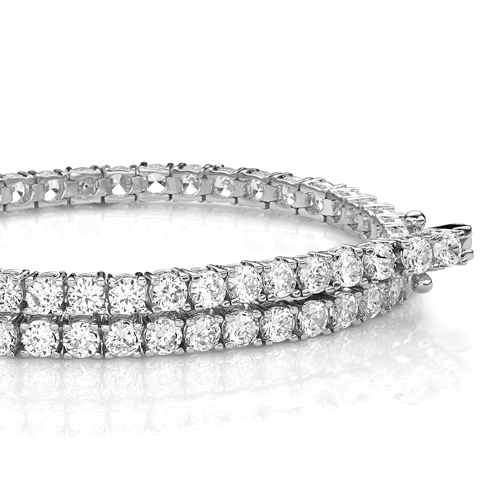 Round Brilliant tennis bracelet with 4.02 carats* of diamond simulants in 10 carat white gold