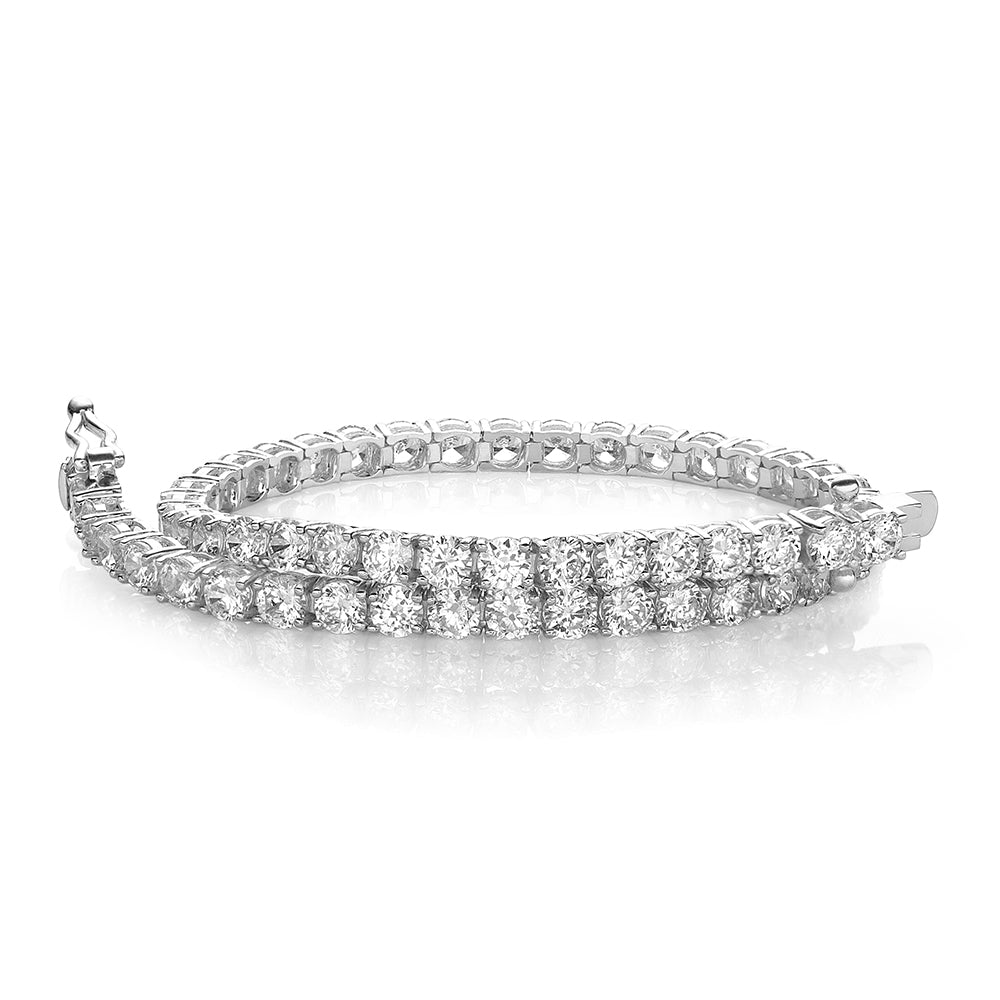 Round Brilliant tennis bracelet with 6.27 carats* of diamond simulants in 10 carat white gold