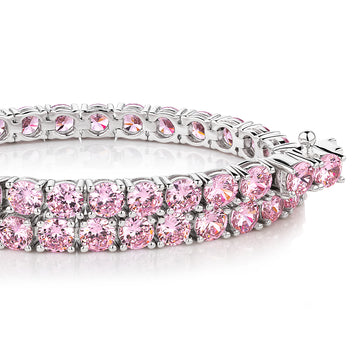 Round Brilliant tennis bracelet with 11 carats* of diamond simulants in sterling silver secondary view