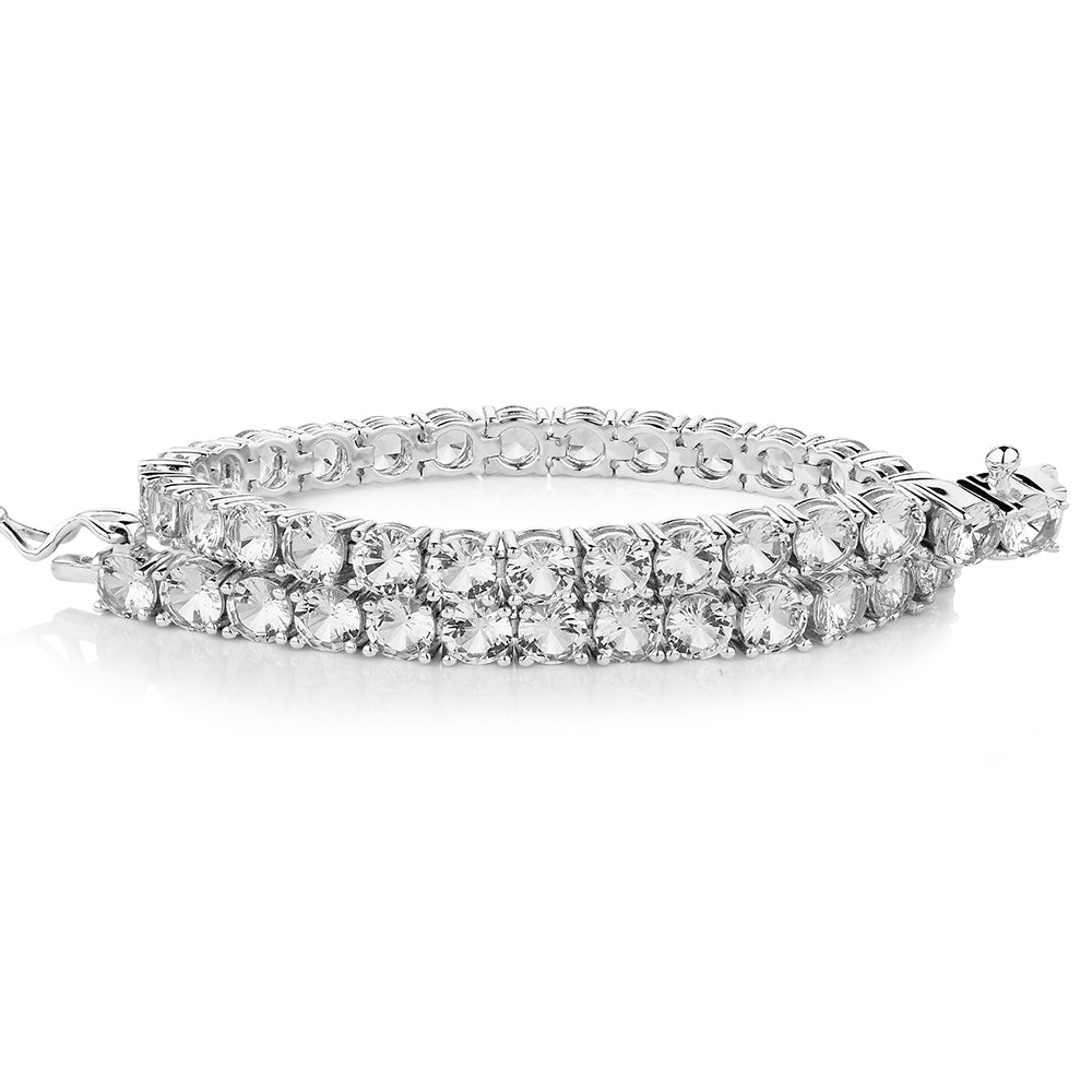 Round Brilliant tennis bracelet with 11 carats* of diamond simulants in sterling silver