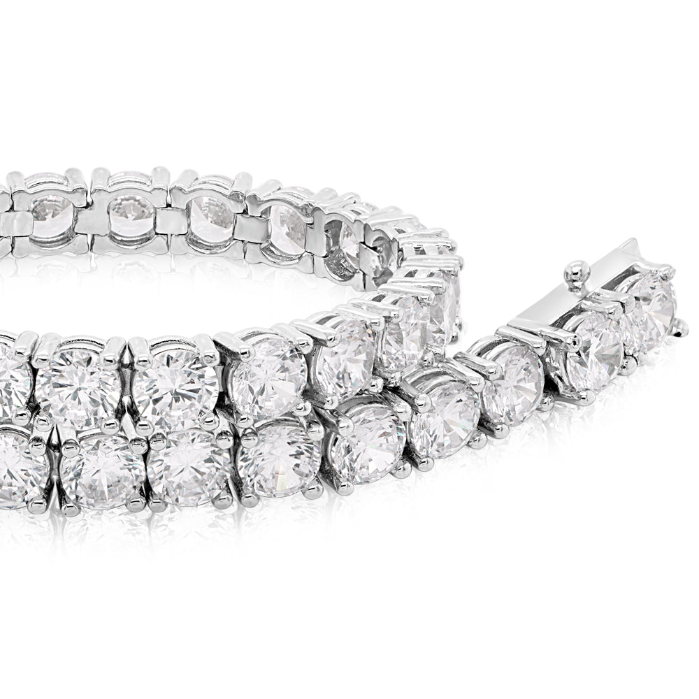 Round Brilliant tennis bracelet with 15.18 carats* of diamond simulants in sterling silver