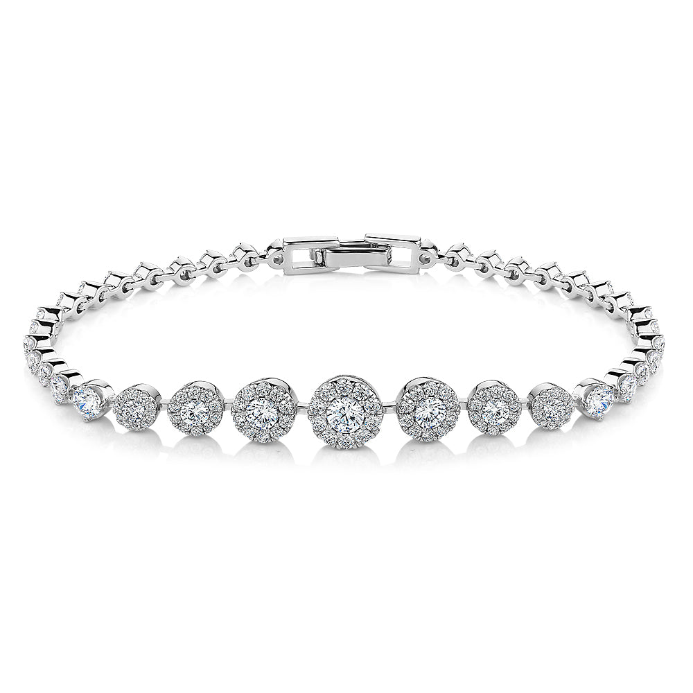 Celeste Round Brilliant bracelet with 3.85 carats* of diamond simulants in sterling silver
