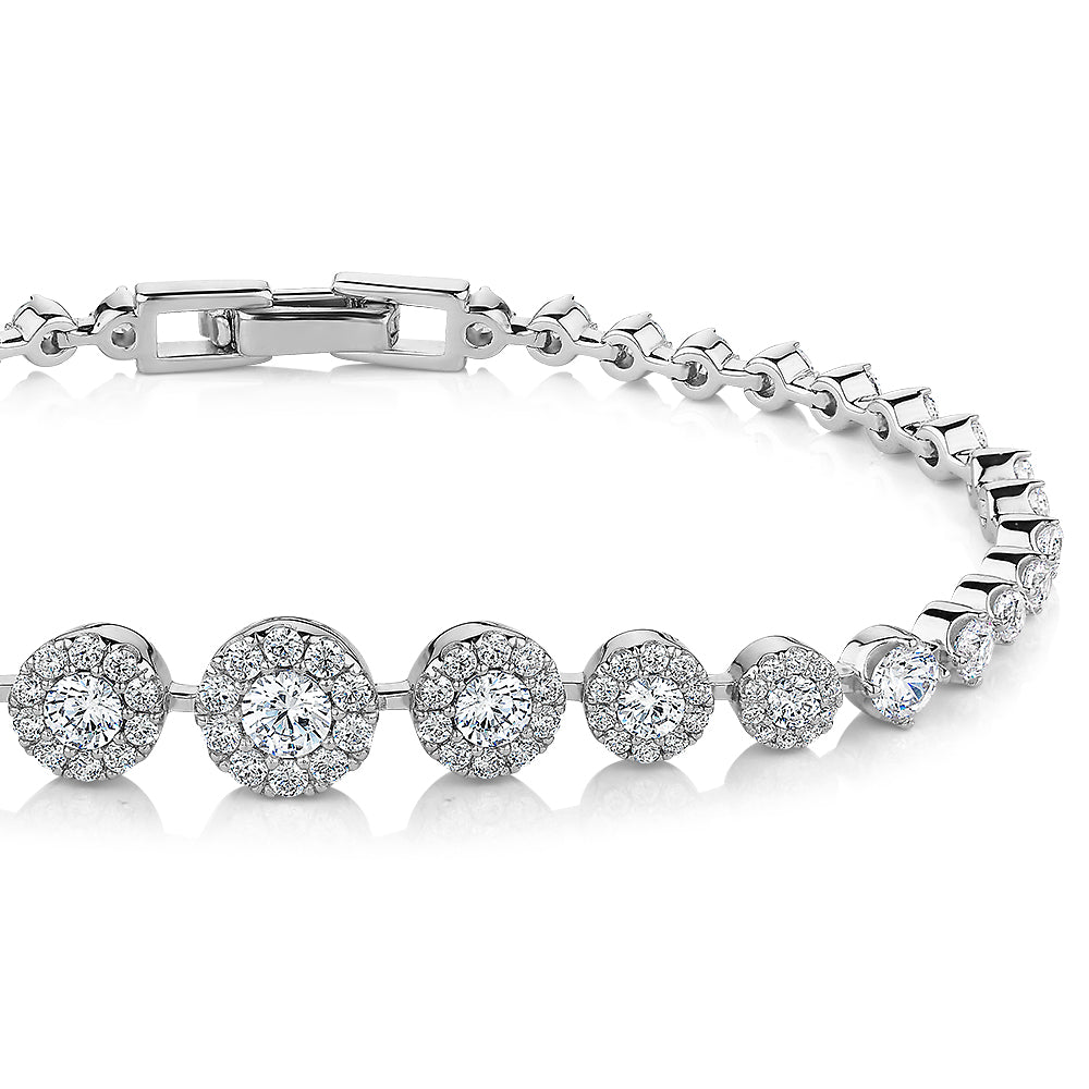 Celeste Round Brilliant bracelet with 3.85 carats* of diamond simulants in sterling silver