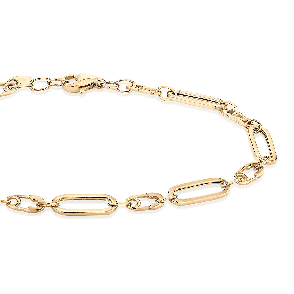 Bracelet with diamond simulant in 10 carat yellow gold