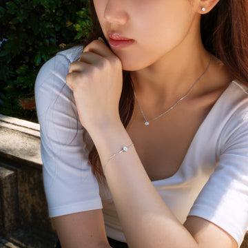 Round Brilliant stud earrings with 0.20 carats* of diamond simulants in sterling silver secondary view