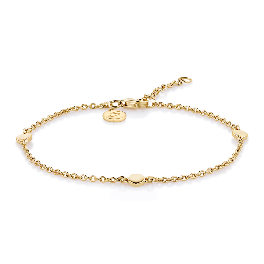 Mini disc bracelet in 18 carat yellow gold vermeil