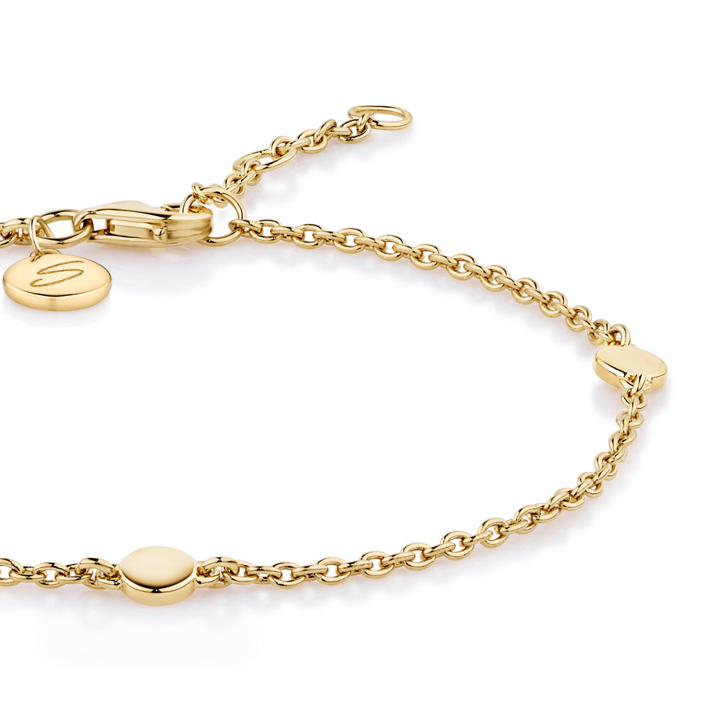 Mini disc bracelet in 18 carat yellow gold vermeil