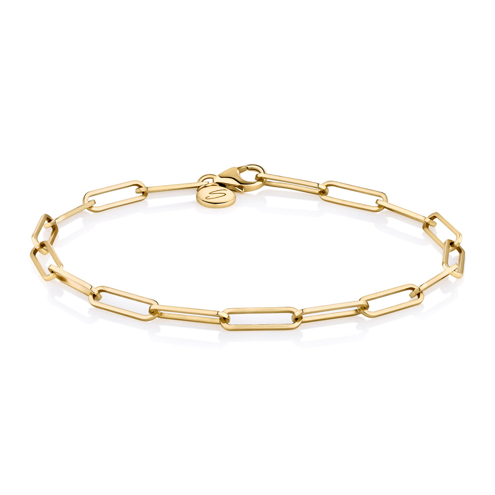 Paperclip bracelet in 18 carat yellow gold vermeil