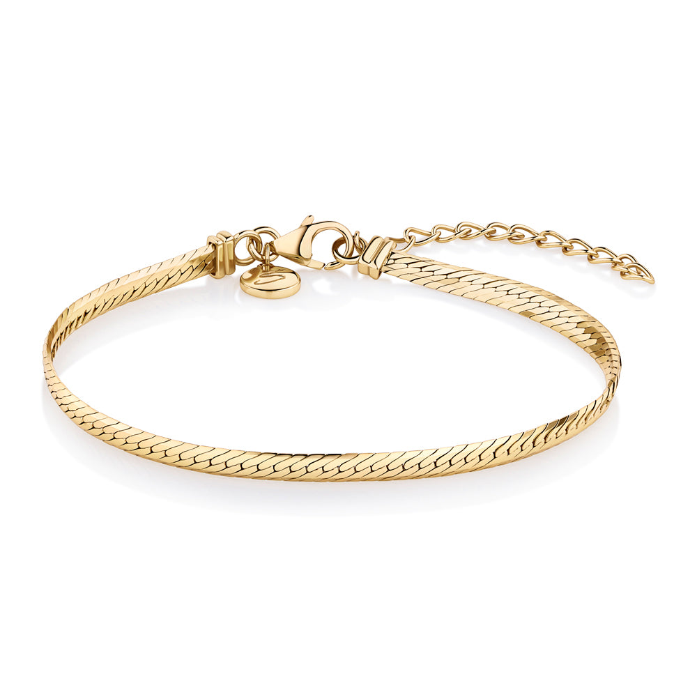 Herringbone bracelet in 18 carat yellow gold vermeil