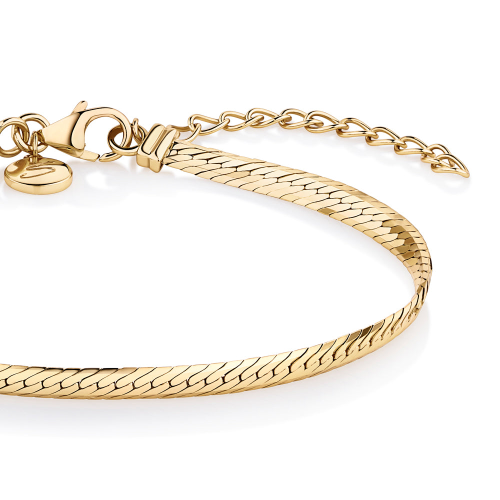 Herringbone bracelet in 18 carat yellow gold vermeil