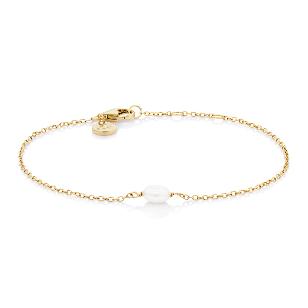 Cultured freshwater pearl bracelet in 18 carat yellow gold vermeil