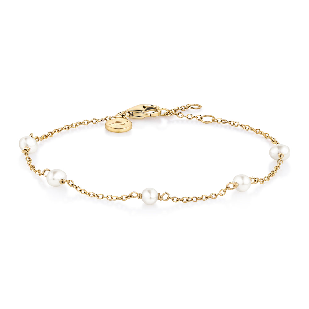 Multi cultured freshwater pearl bracelet in 18 carat yellow gold vermeil