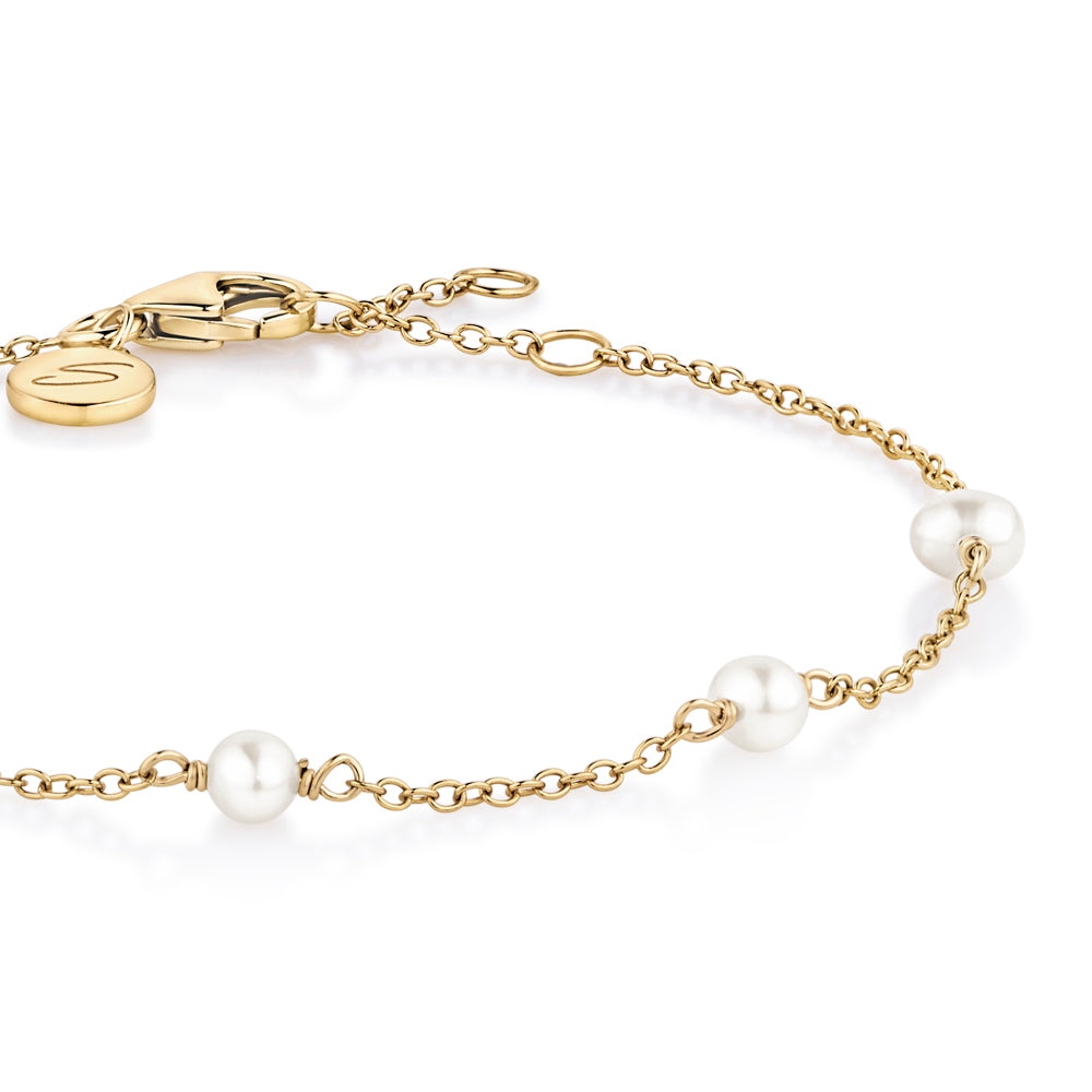 Multi cultured freshwater pearl bracelet in 18 carat yellow gold vermeil