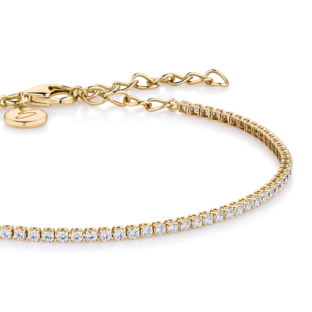 Round Brilliant Signature Simulant tennis bracelet in 18 carat yellow gold vermeil