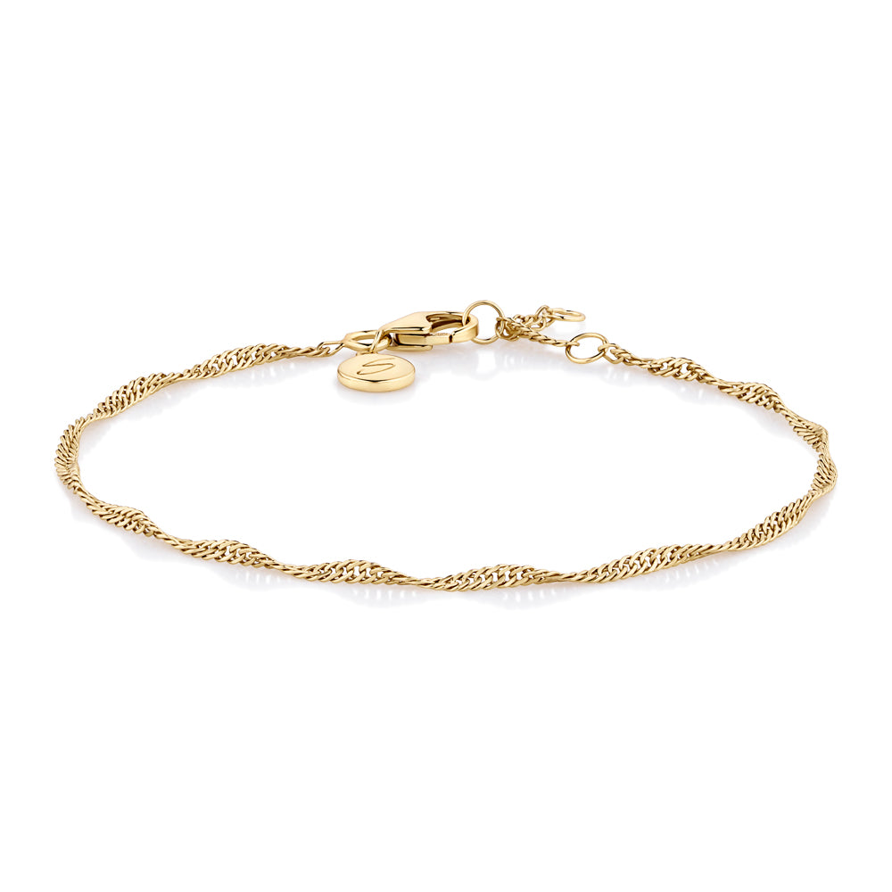 Twisted rope bracelet in 18 carat yellow gold vermeil