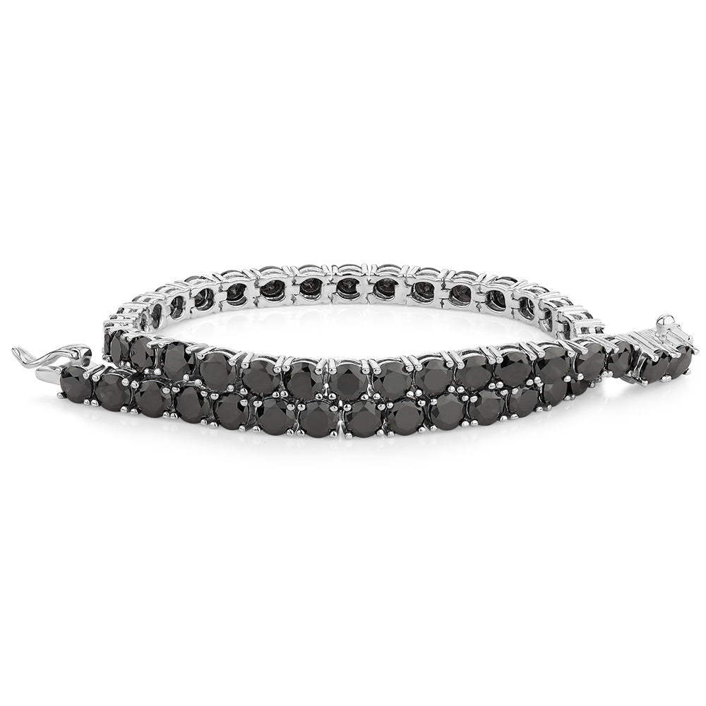 Round Brilliant tennis bracelet with 12 carats* of diamond simulants in sterling silver