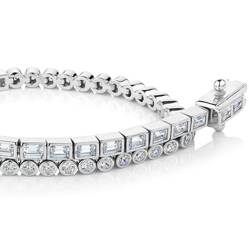 Baguette and Round Brilliant tennis bracelet with 3.26 carats* of diamond simulants in sterling silver secondary view