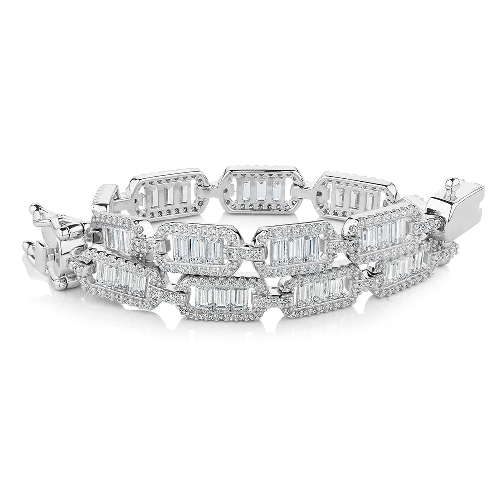 Statement bracelet with 6.63 carats* of diamond simulants in sterling silver