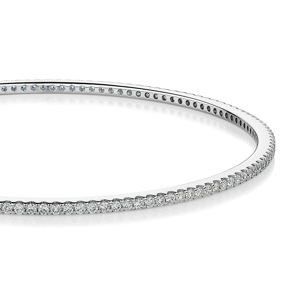 Premium Laboratory Created Diamond, 2 carat TW round brilliant bangle in 14 carat white gold