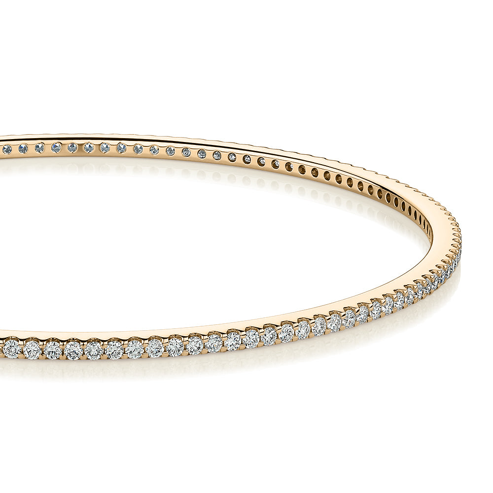 Premium Laboratory Created Diamond, 2 carat TW round brilliant bangle in 10 carat yellow gold