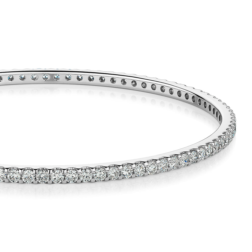Premium Laboratory Created Diamond, 4 carat TW round brilliant bangle in 18 carat white gold