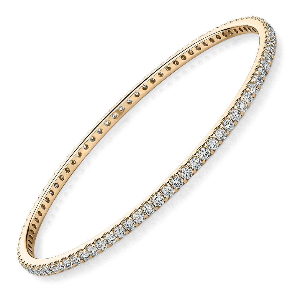 Premium Laboratory Created Diamond, 4 carat TW round brilliant bangle in 10 carat yellow gold