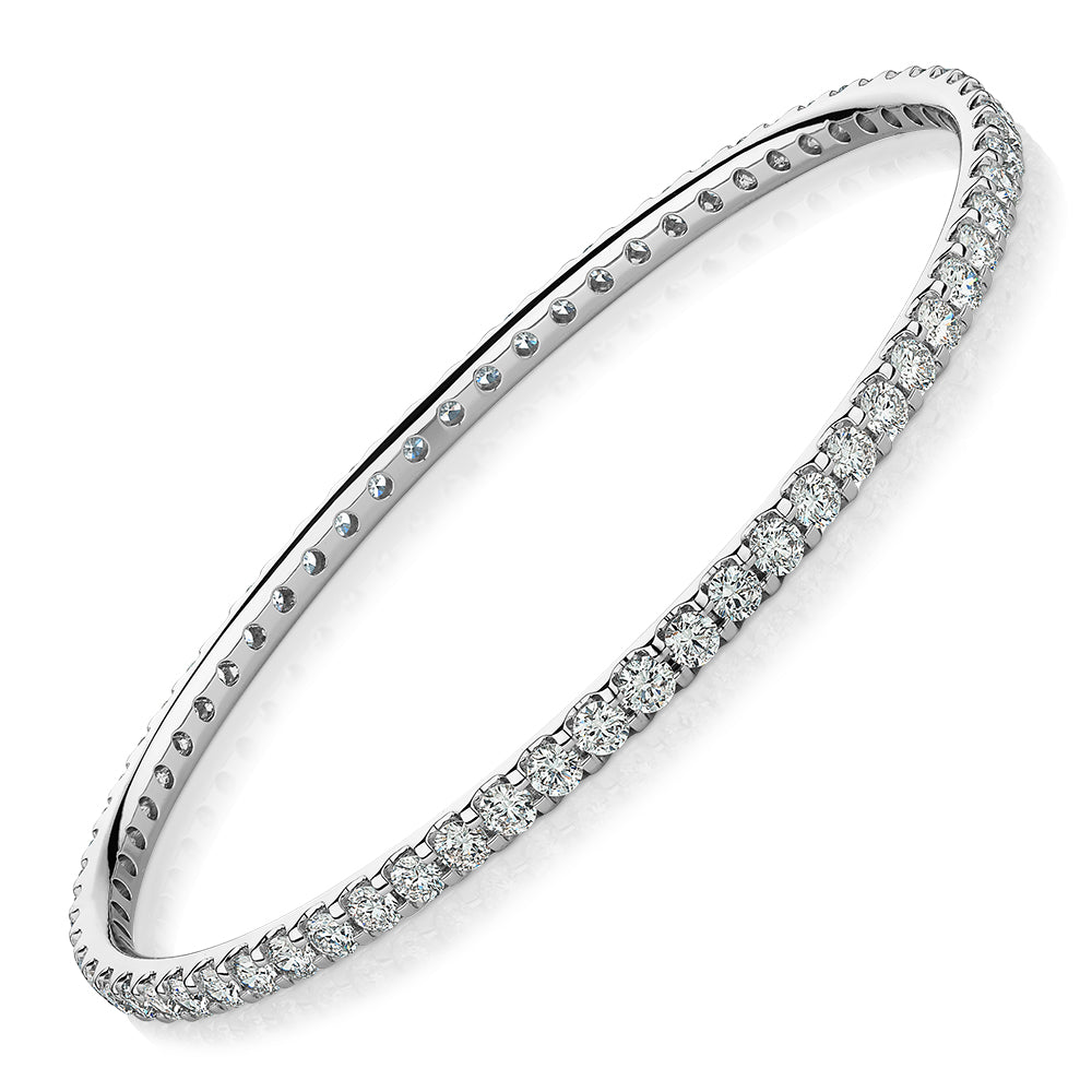 Premium Laboratory Created Diamond, 6 carat TW round brilliant bangle in 18 carat white gold
