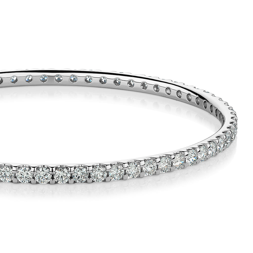 Premium Laboratory Created Diamond, 6 carat TW round brilliant bangle in 14 carat white gold