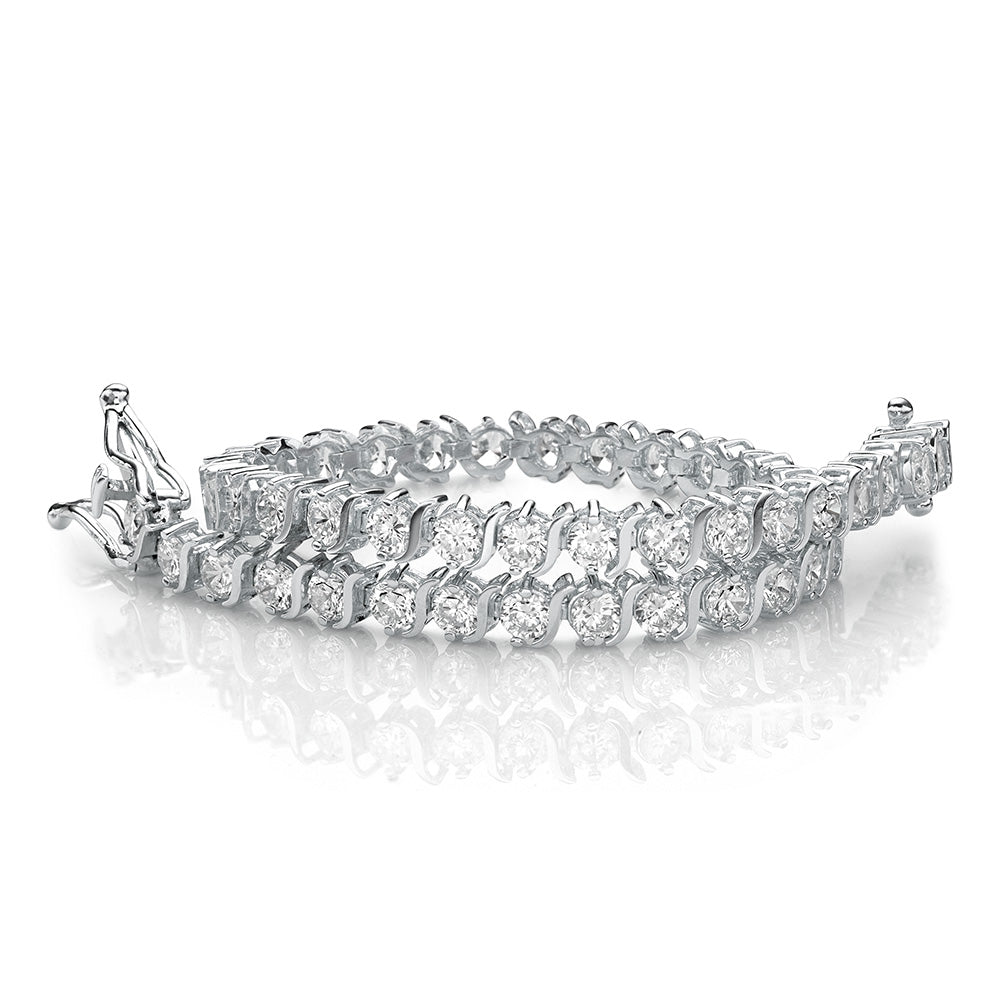 Round Brilliant tennis bracelet with 5.28 carats* of diamond simulants in 10 carat white gold