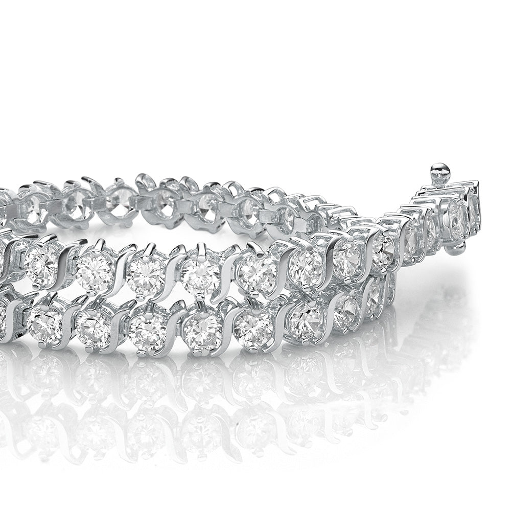 Round Brilliant tennis bracelet with 5.28 carats* of diamond simulants in 10 carat white gold